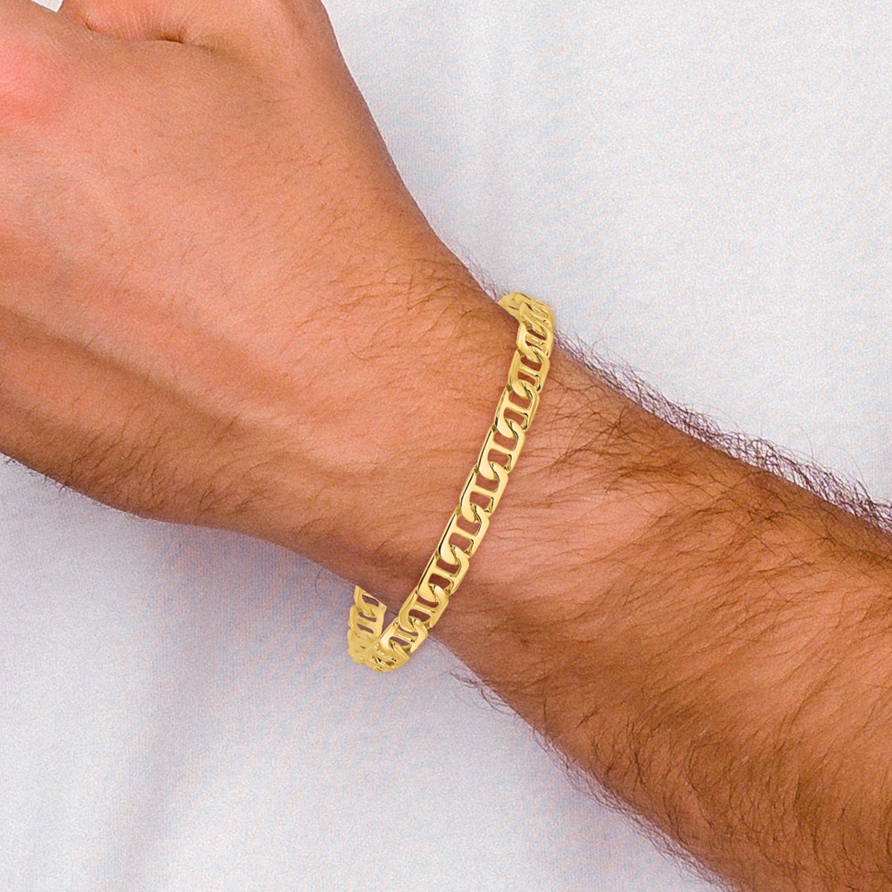 10k 6.5mm Hand-polished Fancy Anchor Link Bracelet - Image 4