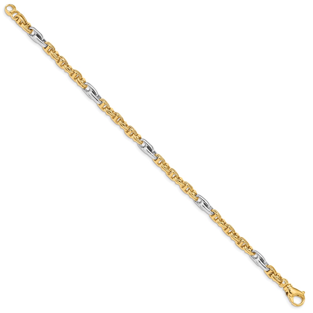 10k Two-tone 5.38mm Hand-polished Fancy Link Bracelet - Image 3