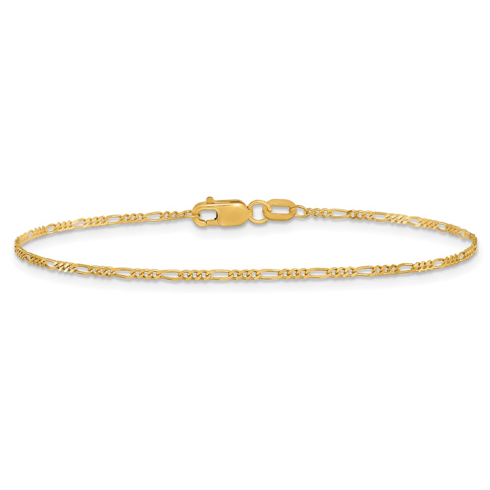 10k 1.25mm Flat Figaro Chain Anklet - Image 3
