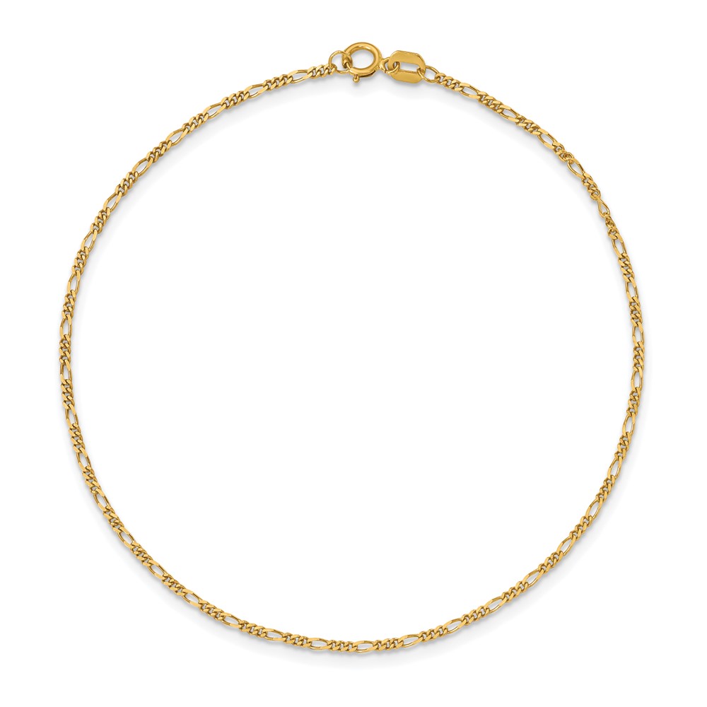 10k 1.25mm Flat Figaro Chain Anklet - Image 4