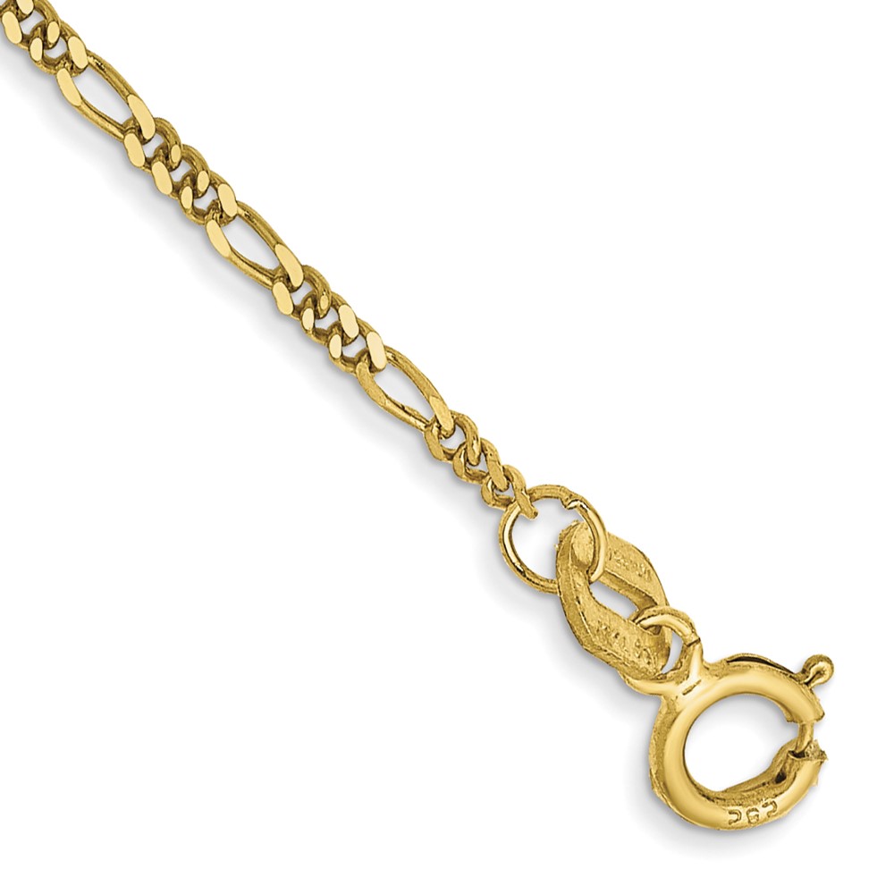 10k 1.25mm Flat Figaro Chain Anklet - Image 1