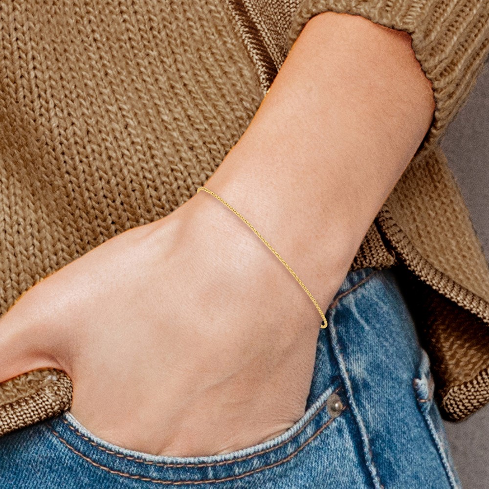 10k 1.2mm Parisian Wheat Chain Anklet - Image 4