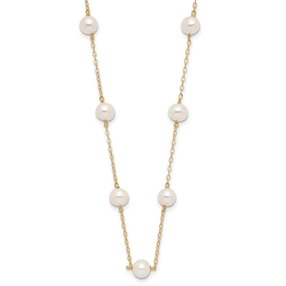 10k 5.5-6.5mm White Near-Round Freshwater Cultured Pearl 12-Station Necklace - Image 2