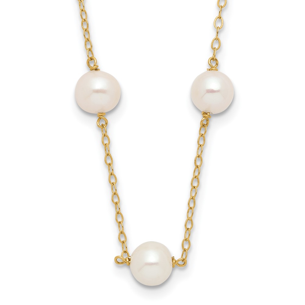 10k 5.5-6.5mm White Near-Round Freshwater Cultured Pearl 12-Station Necklace - Image 1
