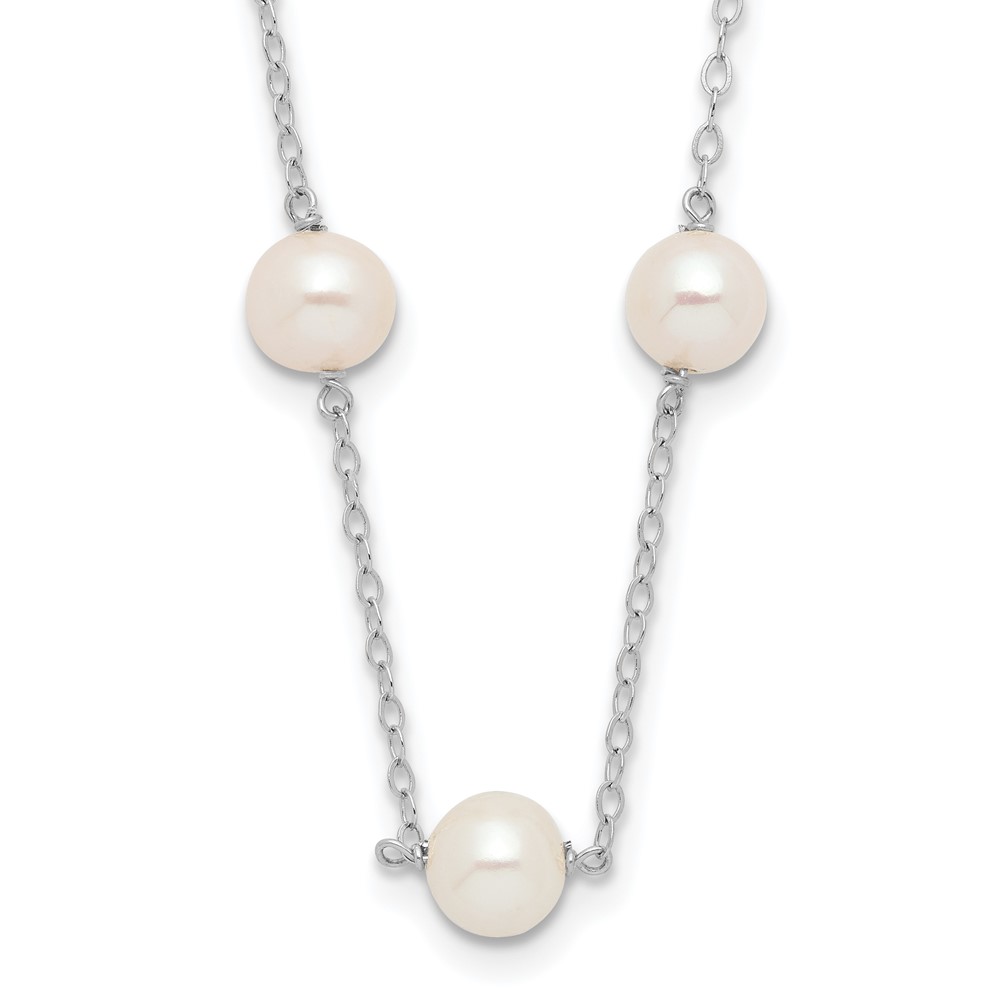 10K 5.5-6.5mm White Near Round Freshwater Cultured Pearl 12-station Necklace - Image 1