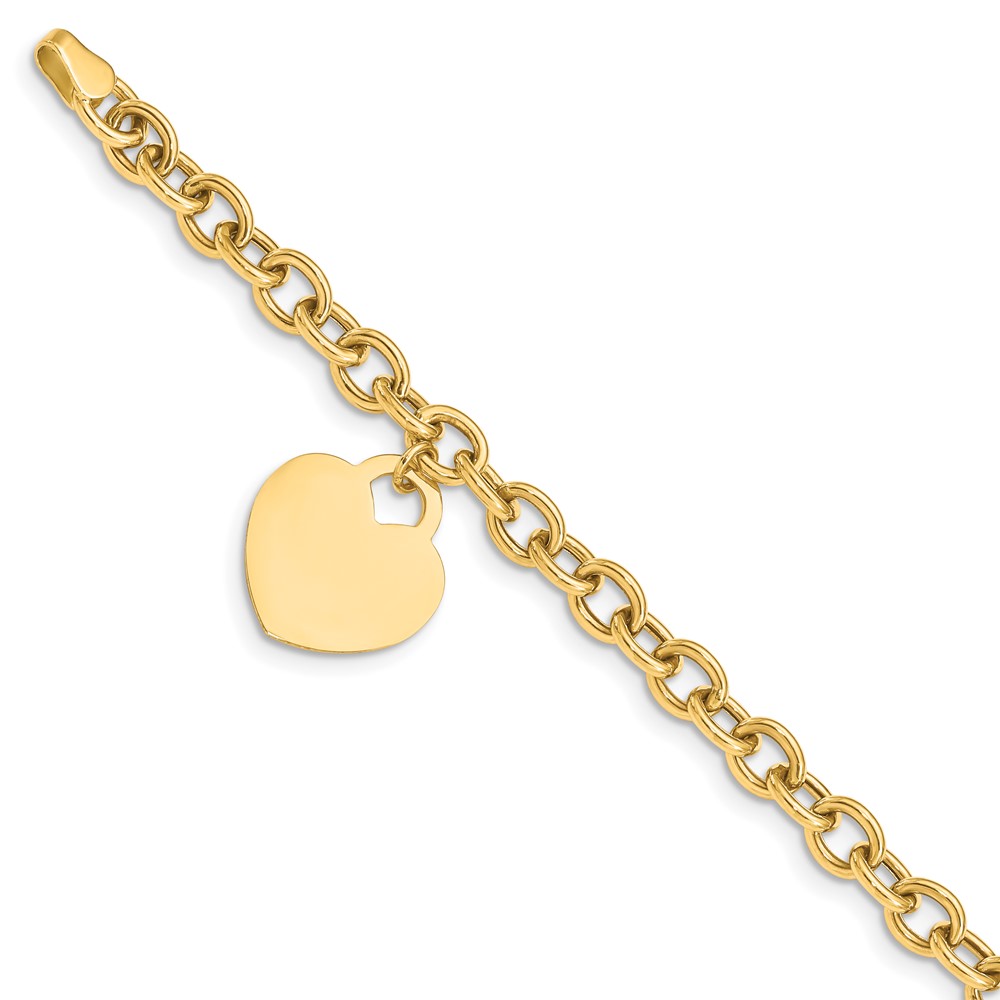 10k Heart Charm Hollow Bracelet - Image 1