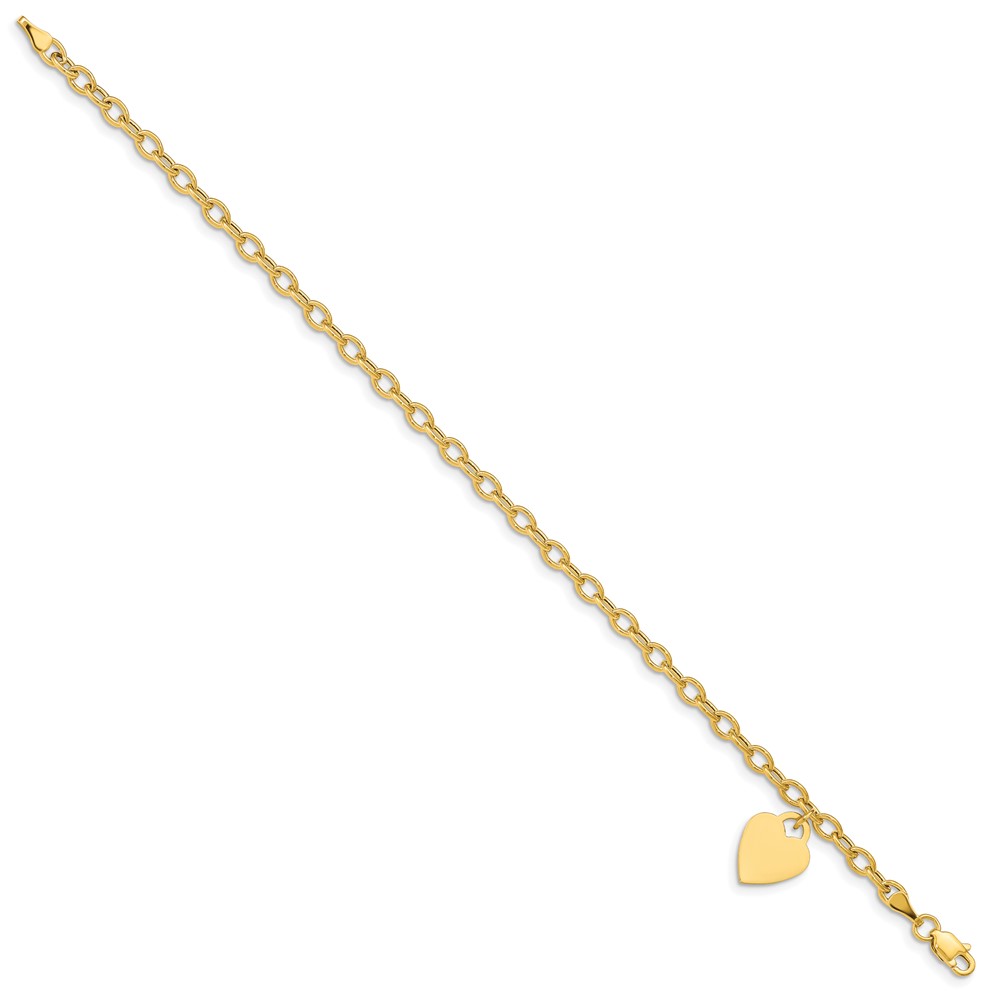 10k Polished Engravable 10.5mm Heart Disc Anklet - Image 3