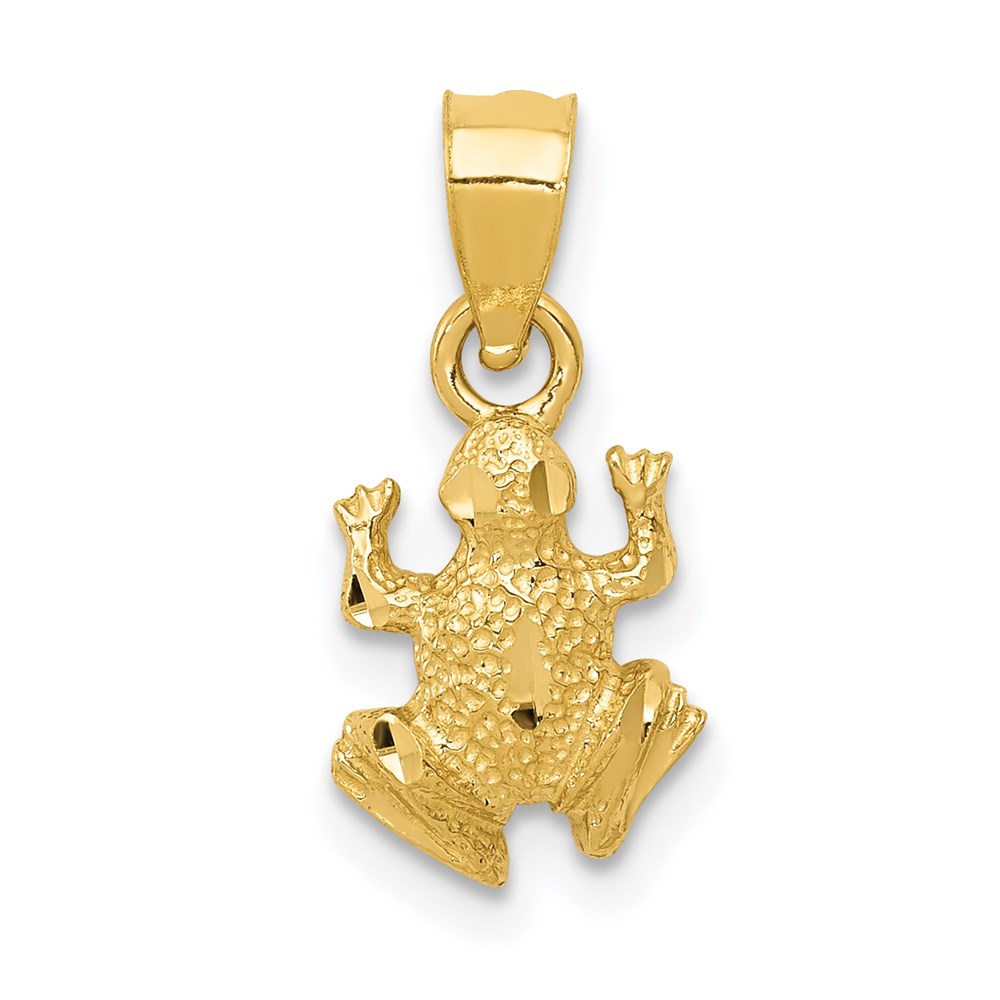 14K Diamond-cut Frog Pendant - Image 1