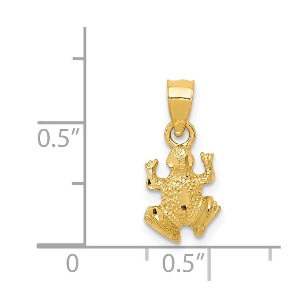 14K Diamond-cut Frog Pendant - Image 3