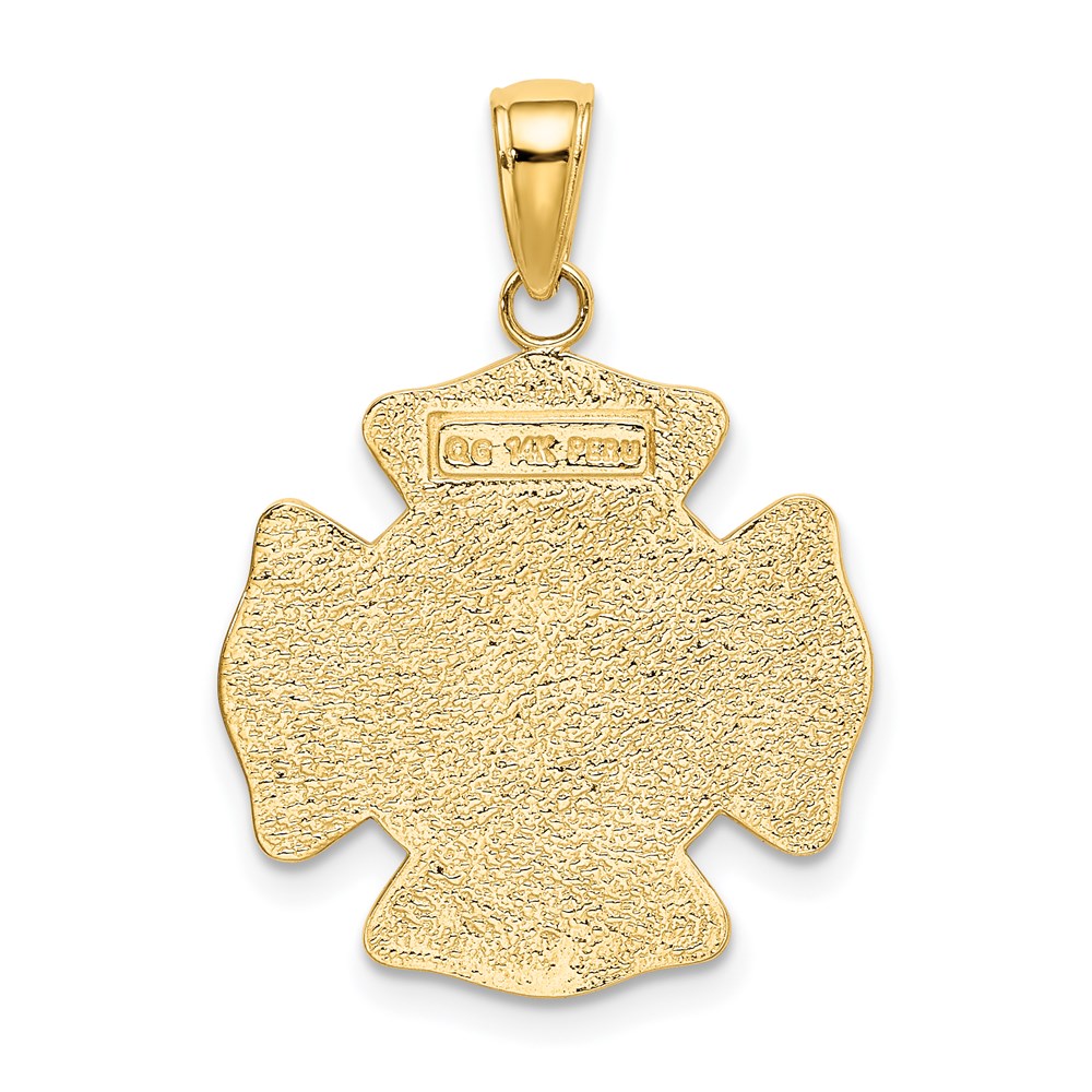 14k Two-tone Polished and Satin Solid Saint Florian Medal Pendant - Image 3