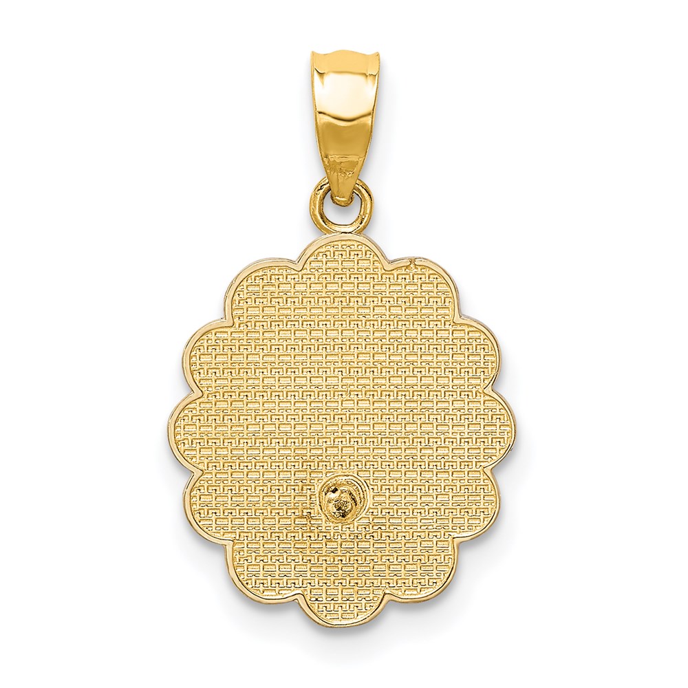 14K Two-tone and White Rhodium Solid Spanish Baptism Mi Bautizo Oval Pendant - Image 4