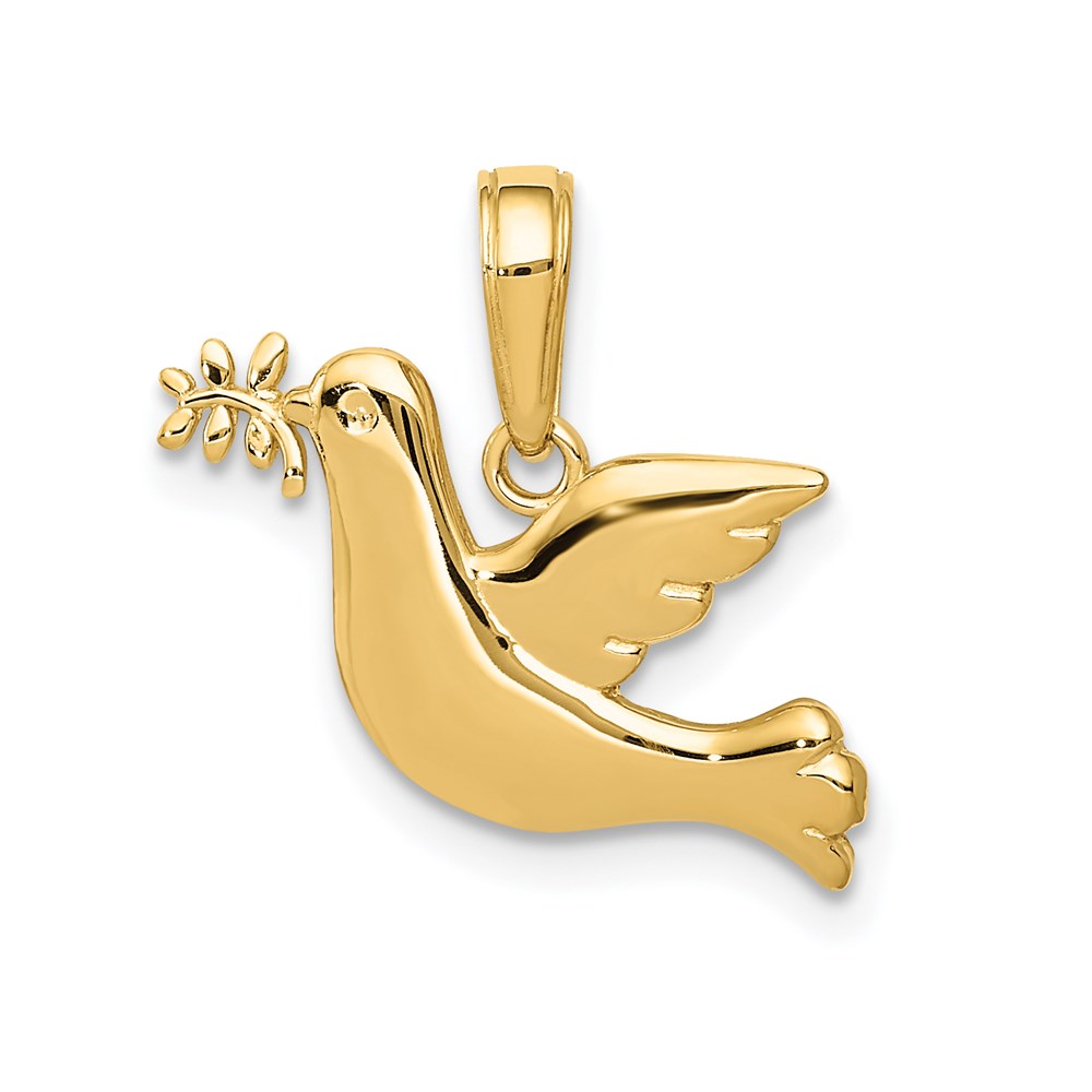 14k Polished Dove with Olive Branch Charm - Image 1