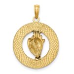 14K ANTIGUA W.I. Circle with Pink and White Enamel Conch Shell Charm - Image 4