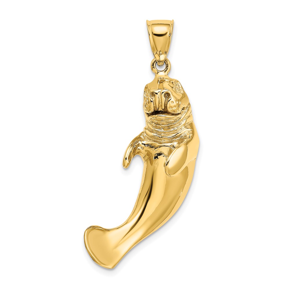 14K 3-D Polished Large Manatee Charm - Image 1