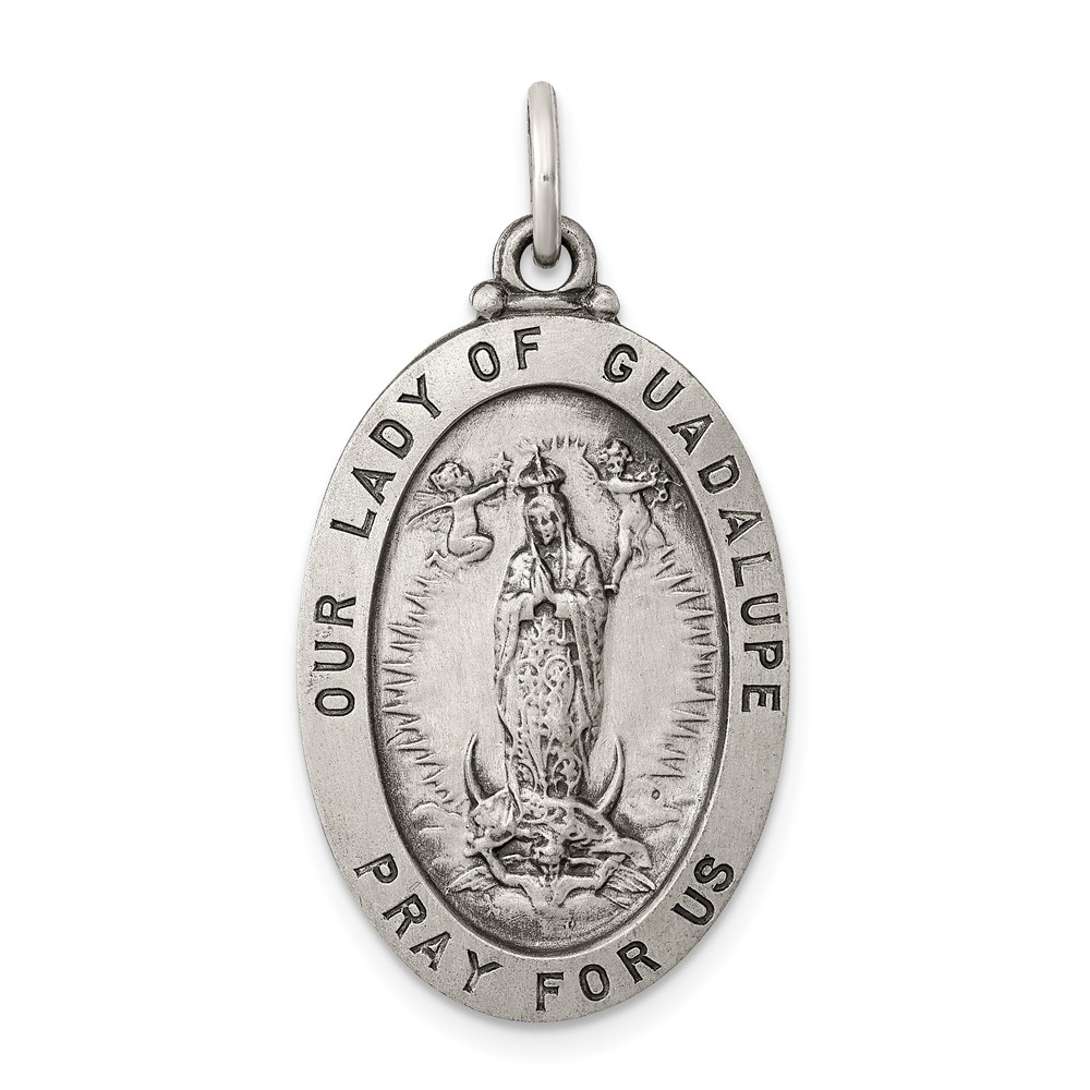 Sterling Silver Antiqued Our Lady of Guadalupe Medal - Image 1