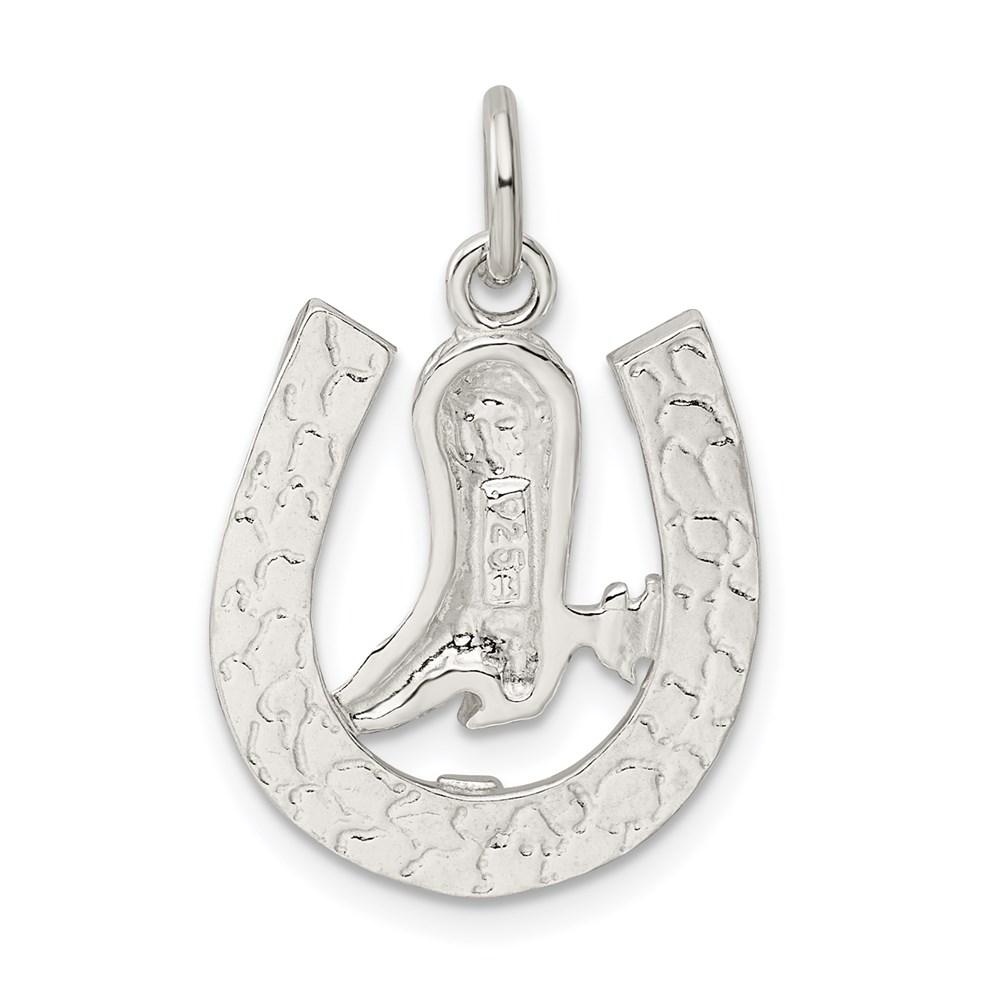 Sterling Silver Horseshoe with Boot Charm - Image 4