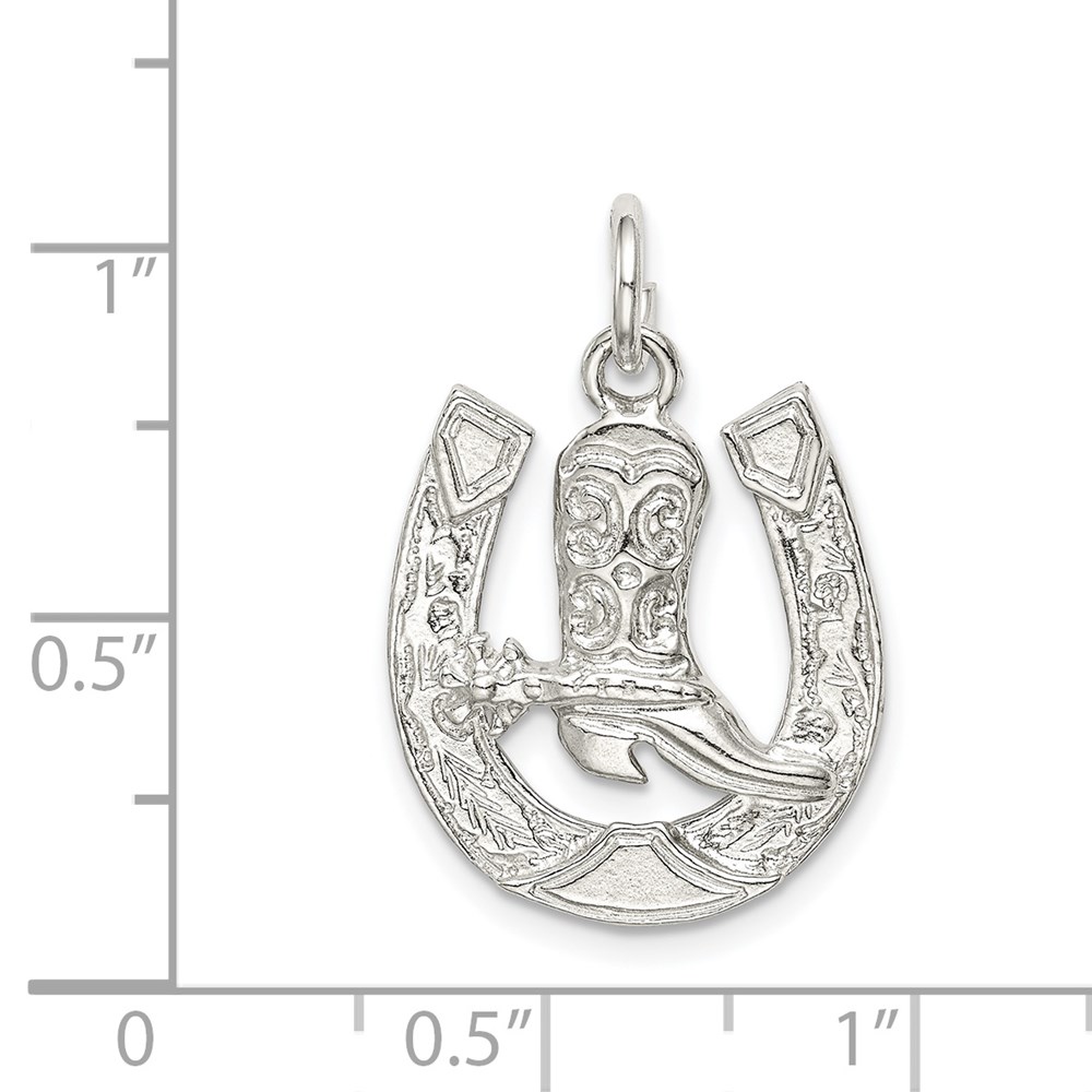 Sterling Silver Horseshoe with Boot Charm - Image 3