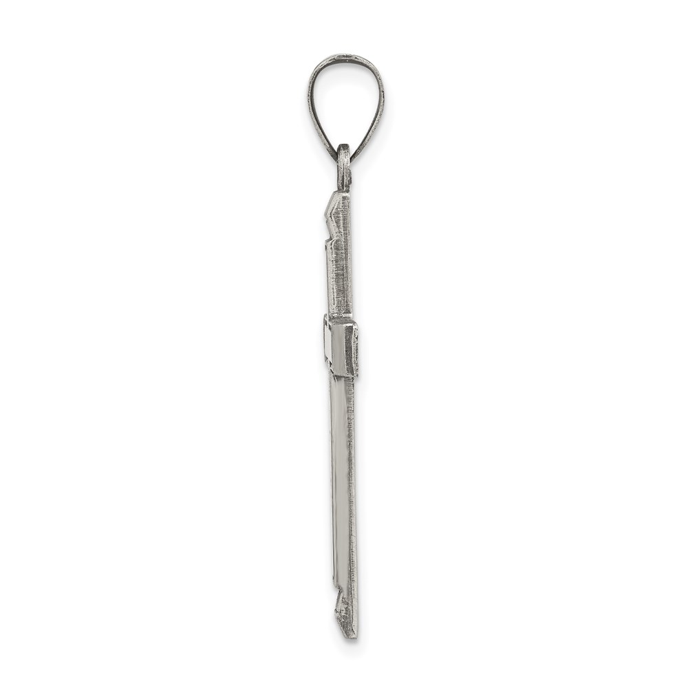 Sterling Silver Antiqued, Polished and Brushed Latin Cross Pendant - Image 2