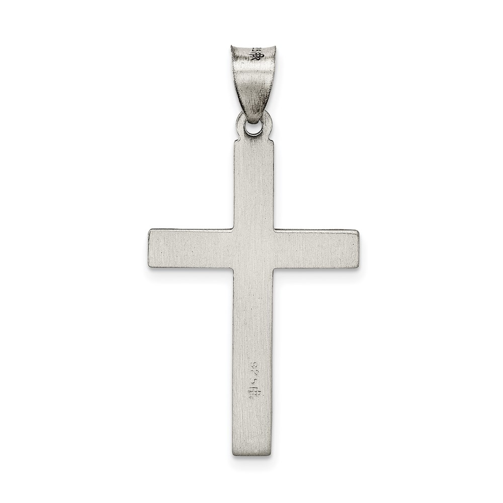 Sterling Silver Antiqued, Polished and Brushed Latin Cross Pendant - Image 4