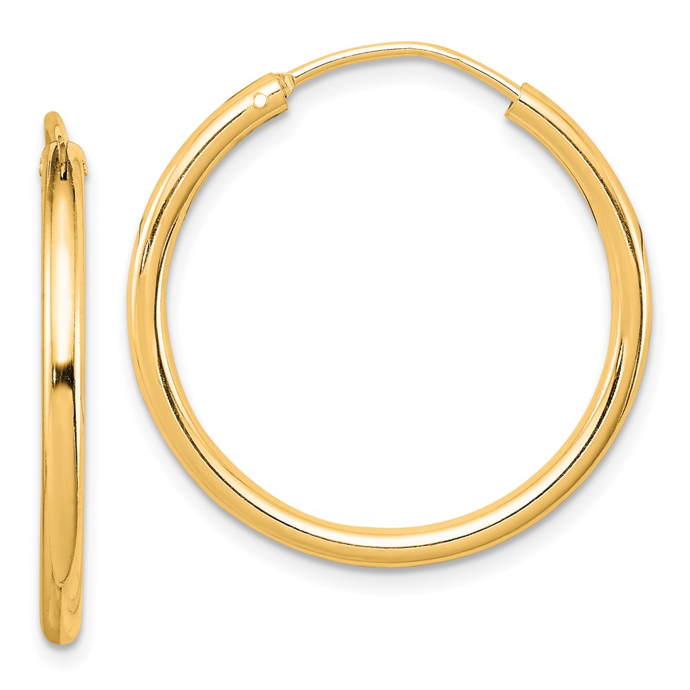 Sterling Silver Flash Gold-plated 2mm Endless Hoop Earrings - Image 1