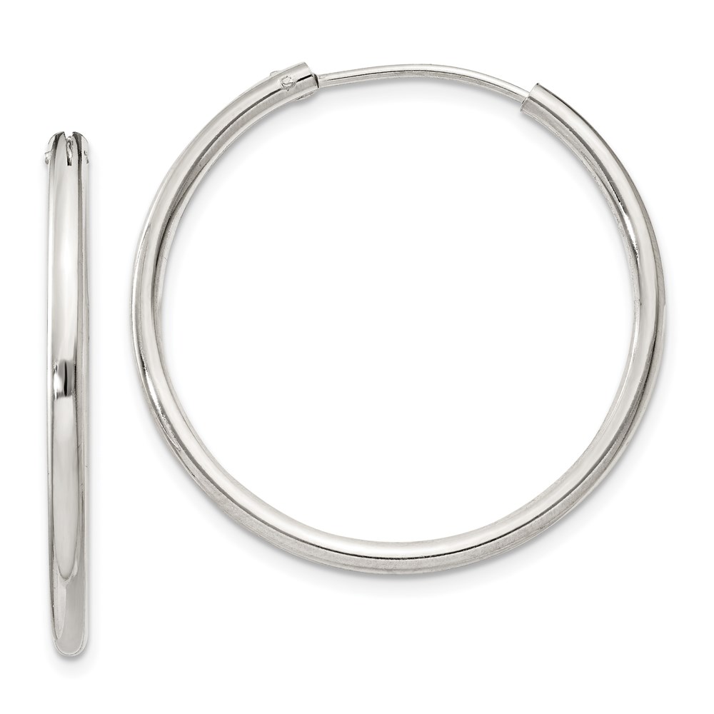 Sterling Silver 2mm Hoop Earrings - Image 1