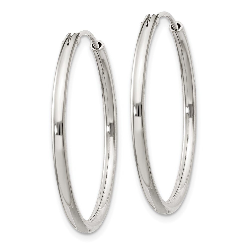 Sterling Silver 2mm Hoop Earrings - Image 2