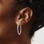 Sterling Silver 2mm Hoop Earrings - Image 3