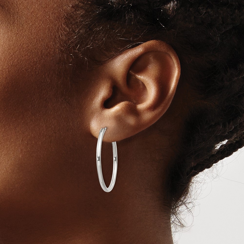 Sterling Silver 2mm Hoop Earrings - Image 3