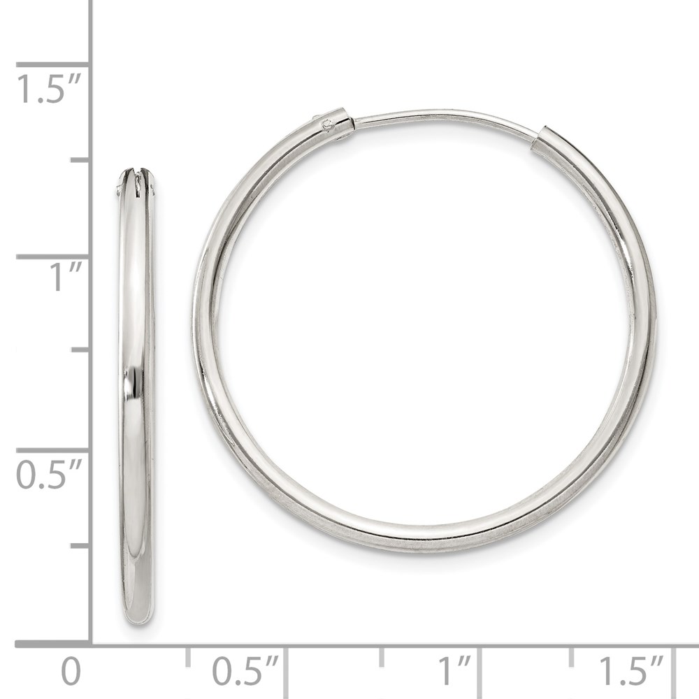 Sterling Silver 2mm Hoop Earrings - Image 4
