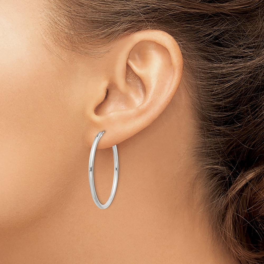 Sterling Silver 2mm Hoop Earrings - Image 3
