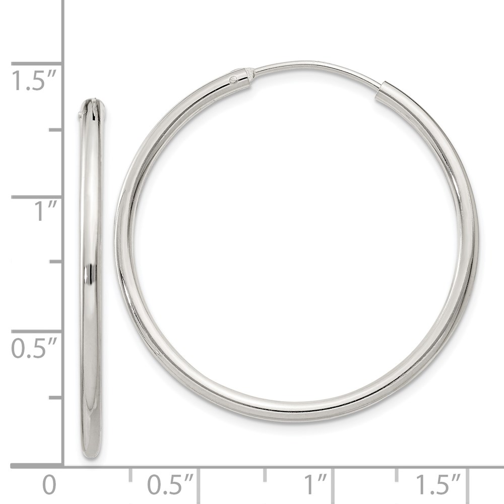 Sterling Silver 2mm Hoop Earrings - Image 4