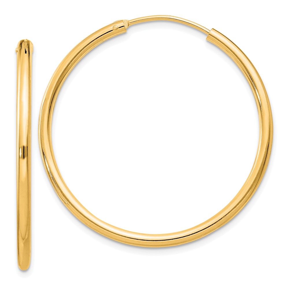 Sterling Silver Flash Gold-plated 2mm Endless Hoop Earrings - Image 1