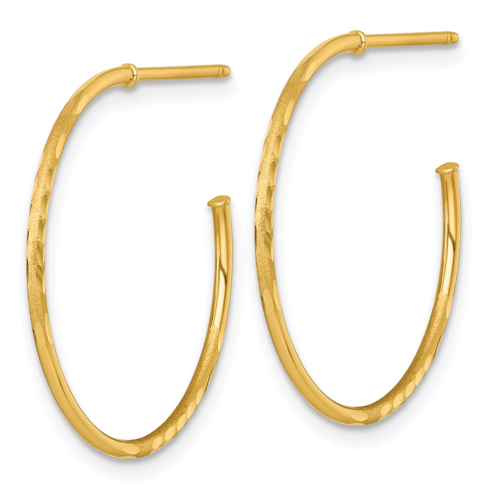 14k Polished 1.2 x 25mm Diamond-cut Solid C-Hoop Post Earrings - Image 2