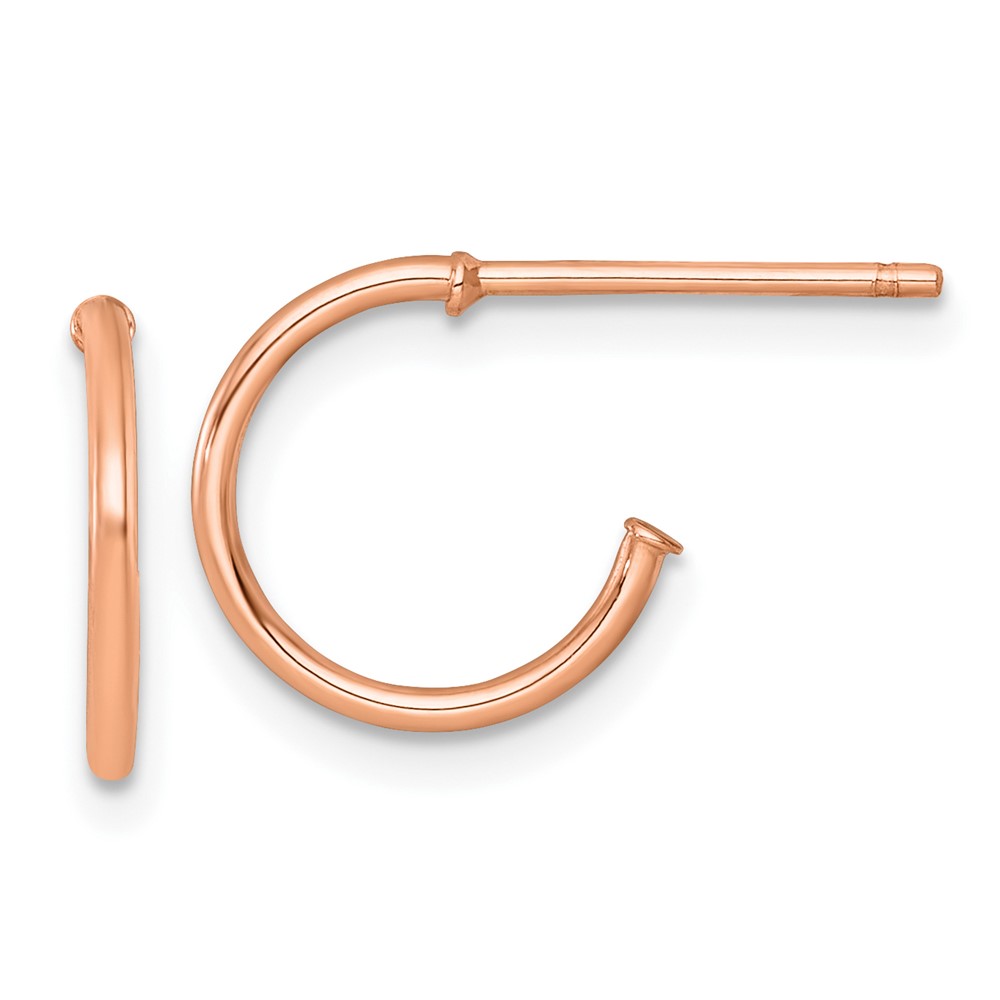 14k Rose Gold Polished 1.2 x 12mm Solid C-Hoop Post Earrings - Image 1