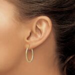 14k & Rhodium Satin Diamond Cut Twisted Hoop Earrings - Image 3