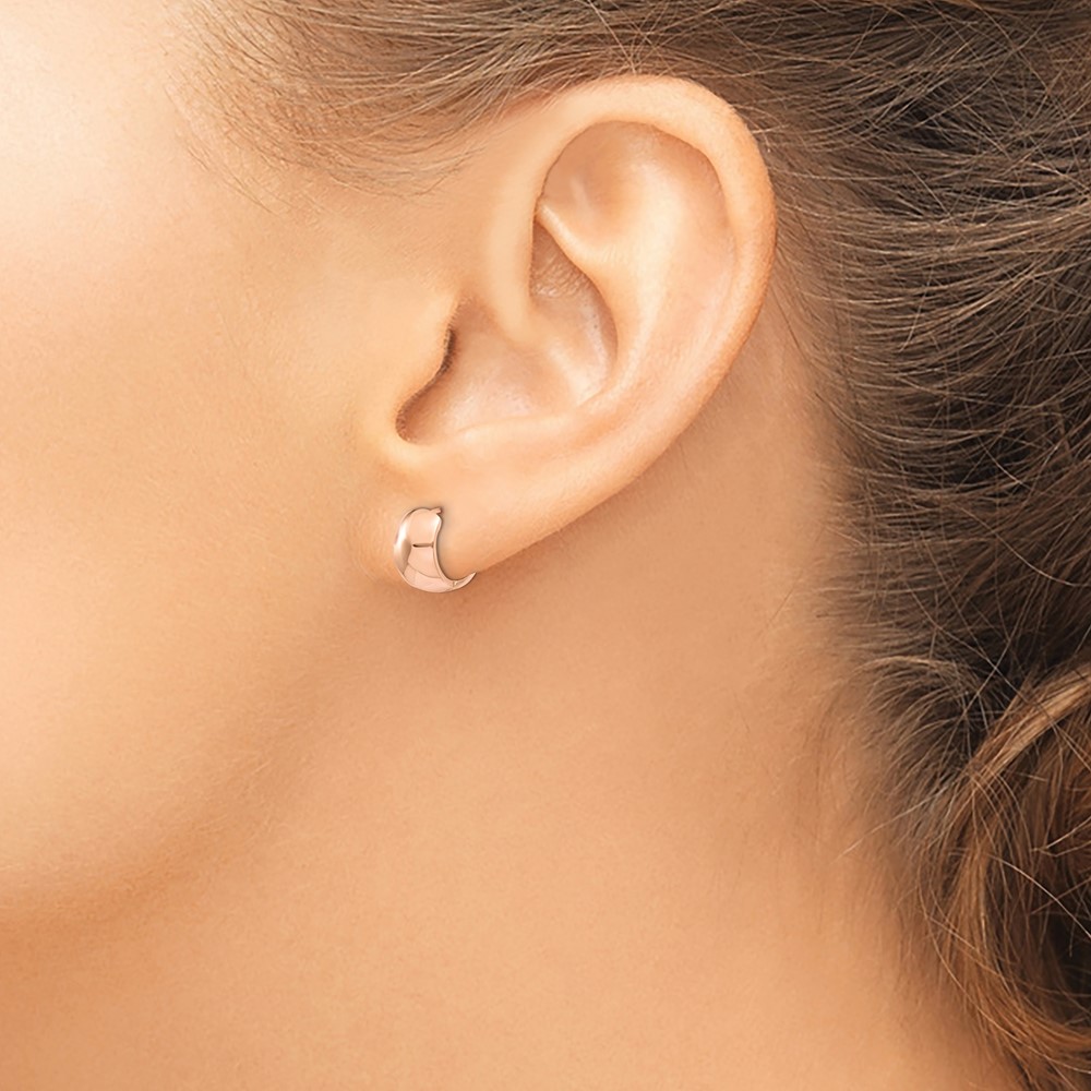 14k Rose Gold Round Hinged Hoop Earrings - Image 3