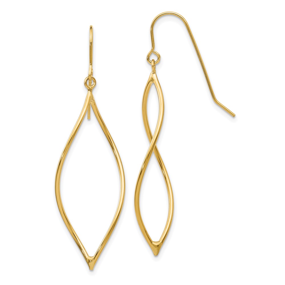 14k Polished Twisted Oblong Dangle Earrings - Image 1