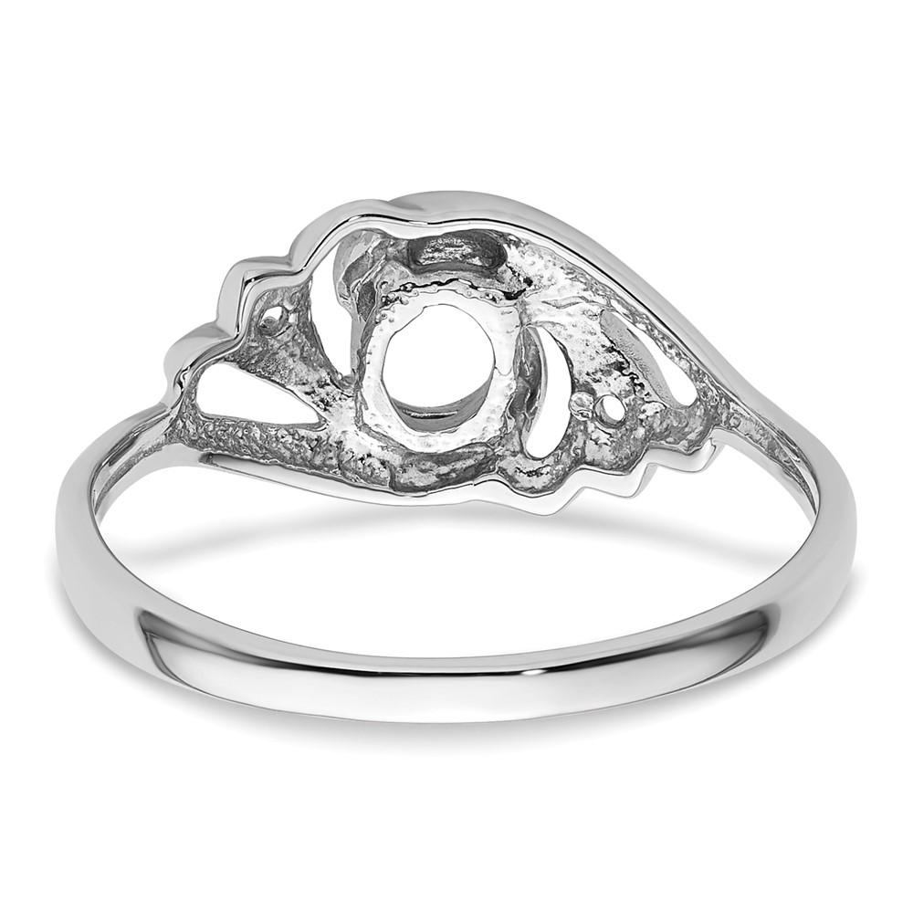 14k White Gold Polished .02ct. Diamond & 6x4 Oval Gemstone Ring Mounting - Image 3