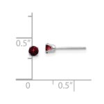 14k White Gold 3mm Round January/Garnet Stud Earrings - Image 4