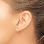 14k White Gold 3mm Round April/White Topaz Stud Earrings - Image 3