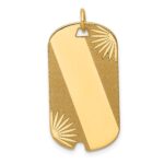14k Patterned Sunburst with Diagonal Stripe .018 Gauge Engravable 28x15mm Dog Tag Disc Charm