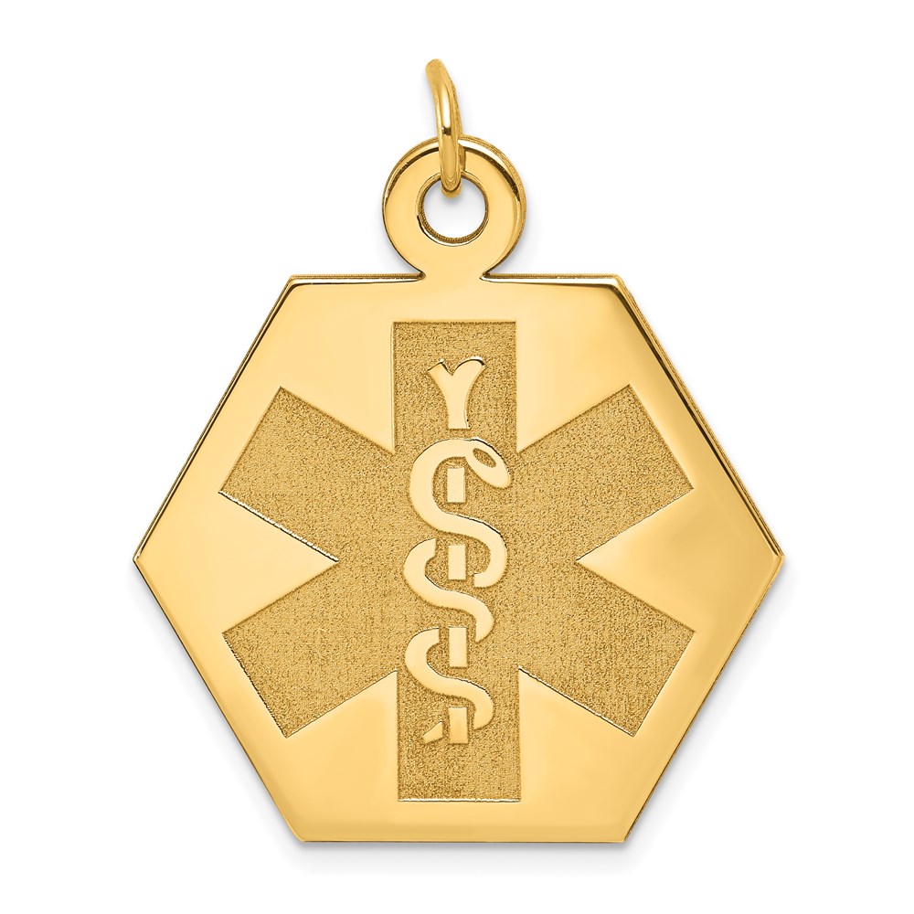 14k 22.5mm Hexagon Non-enameled Medical Jewelry Pendant - Image 1