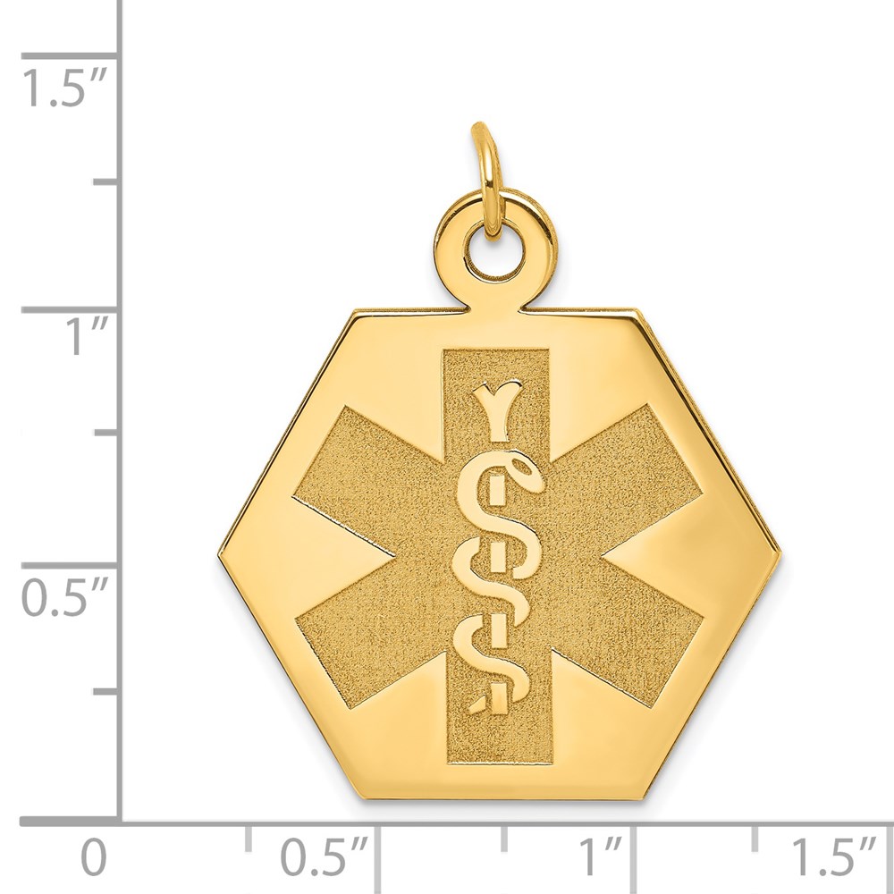 14k 22.5mm Hexagon Non-enameled Medical Jewelry Pendant - Image 3