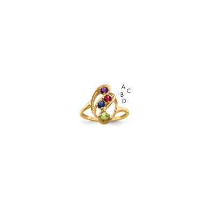 14k Genuine 4 Stone Mother's Ring
