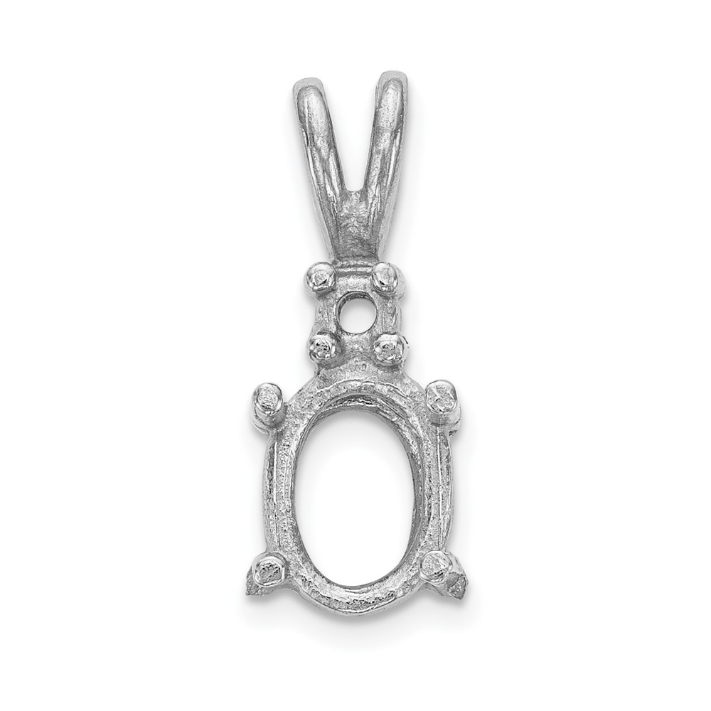 14k White Gold Diamond and 7x5mm Oval Stone Pendant Mounting - Image 1