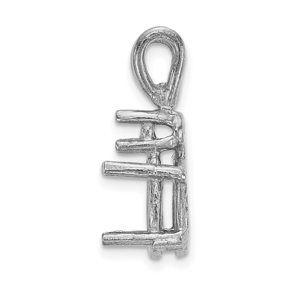 14k White Gold Diamond and 7x5mm Oval Stone Pendant Mounting - Image 2