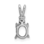 14k White Gold Diamond and 7x5mm Oval Stone Pendant Mounting - Image 4