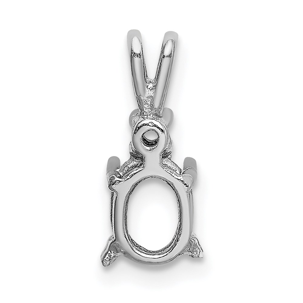 14k White Gold Diamond and 7x5mm Oval Stone Pendant Mounting - Image 4