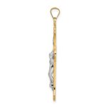 14k Two-tone Polished Solid INRI Fleur de Lis Crucifix Pendant - Image 2