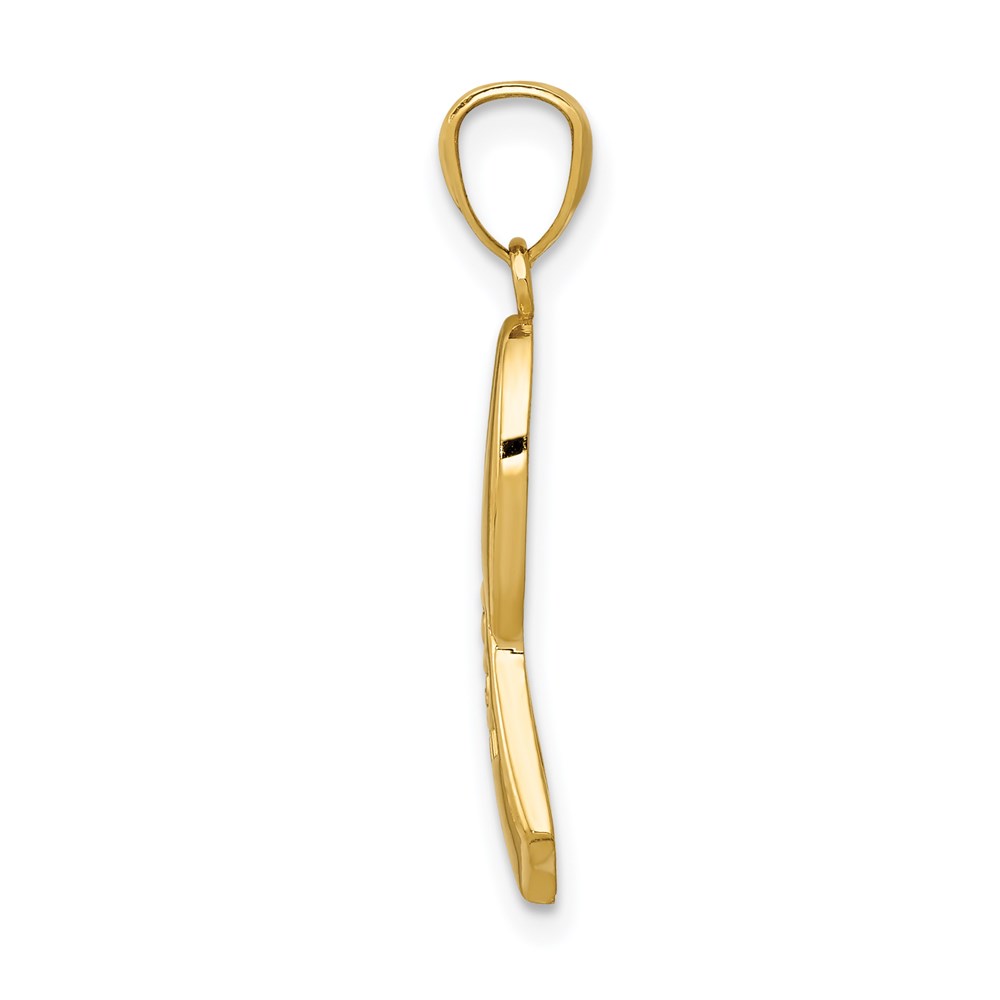 14k Polished HOPE Awareness Ribbon Pendant - Image 2